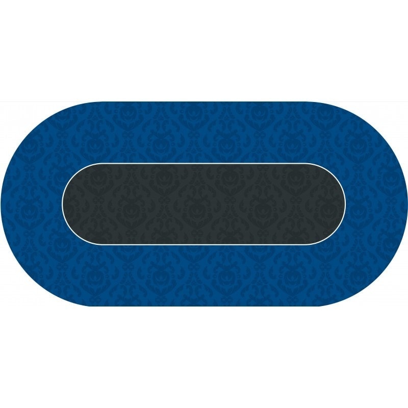 Tapis de Poker "VICTORIAN BLEU" - ovale - 3 tailles - 0/8/10 joueurs - jersey néoprène