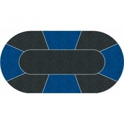 Tapis de Poker "VICTORIAN BLEU" - ovale - 3 tailles - 0/8/10 joueurs - jersey néoprène