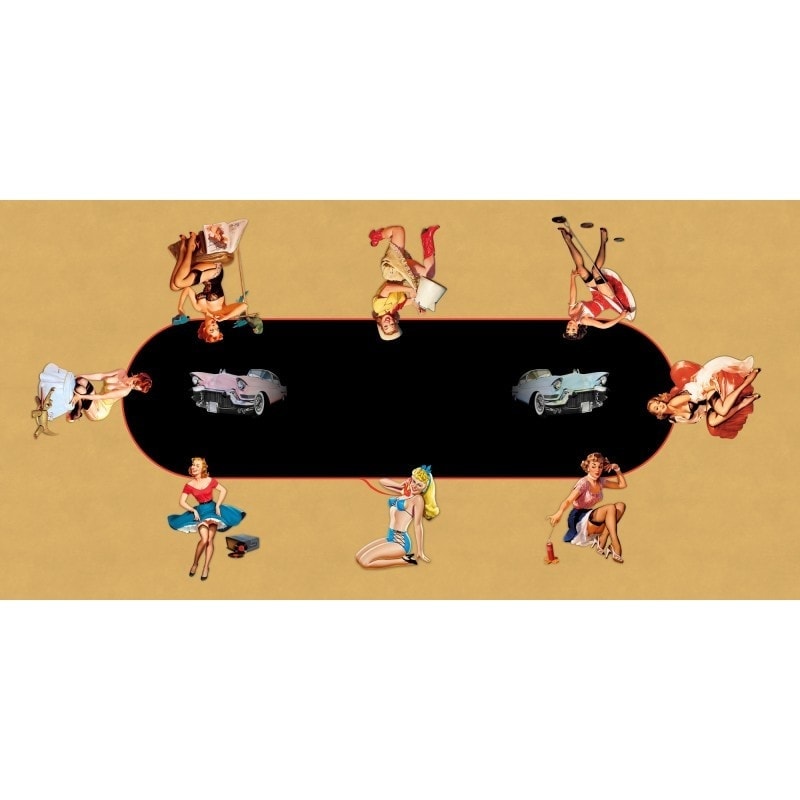 Poker Teppich "PIN UP" - rechteckig - 3 Größen - für 0/8 Plätze - Neopren Jersey.