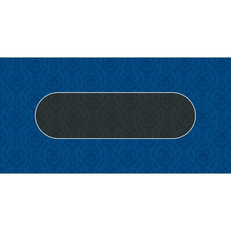 Tapis de Poker "VICTORIAN BLEU" - rectangulaire - 3 tailles - 0/8/10 joueurs - jersey néoprène