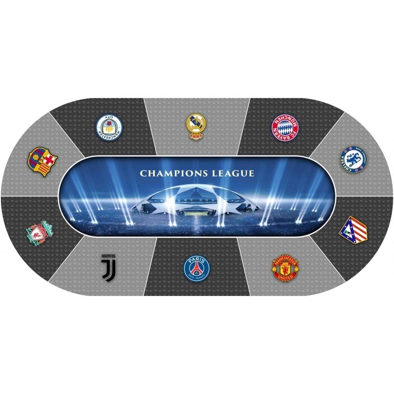 Poker Teppich "CHAMPIONS LEAGUE" - oval - 2 Größen - 10 Spieler - Neopren-Jersey