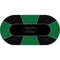 Tapis de Poker "TEXAS HOLDEM VERT" - ovale - 3 talles - 8/10 joueurs - jersey néoprène