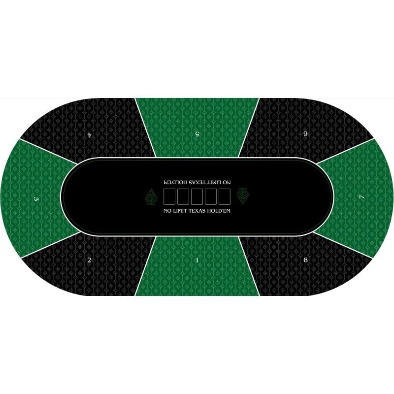 Poker Tischmatte "TEXAS HOLDEM GRÜN" - oval - 3 Größen - 8/10 Spieler - Neoprenstoff