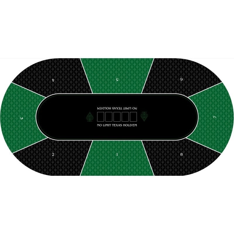 Tapis de Poker "TEXAS HOLDEM VERT" - ovale - 3 talles - 8/10 joueurs - jersey néoprène