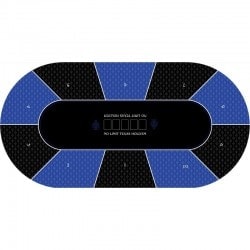 Poker-Teppich "TEXAS HOLDEM BLAU" - oval - 3 Größen - 8/10 Spieler - Neopren-Jersey