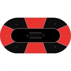 "Poker Mat "TEXAS HOLDEM RED" - oval - 3 sizes - 0/8/10 players - neoprene jersey"