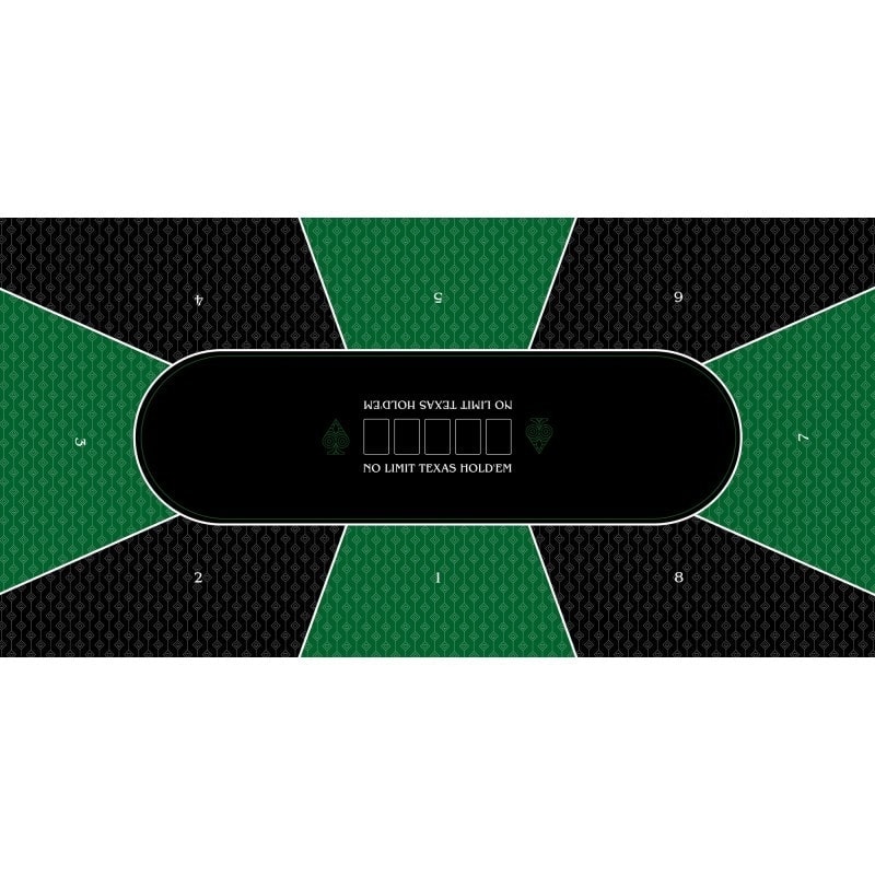 Tapis de Poker "TEXAS HOLDEM VERT" - rectangulaire - 3 tailles - 8/10 joueurs - jersey néoprène