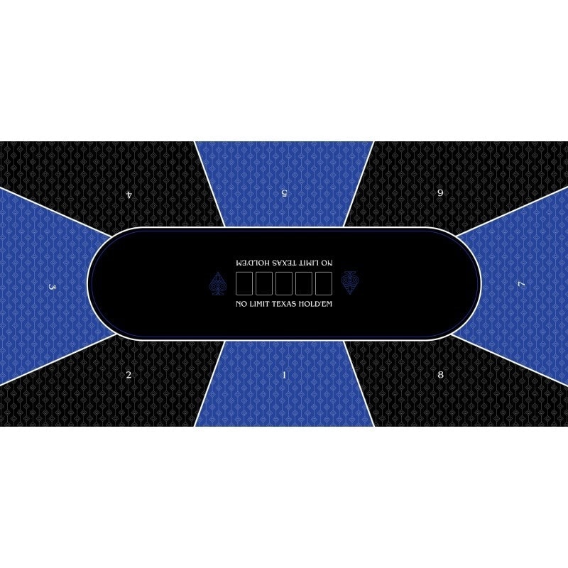 Poker Mat "TEXAS HOLDEM BLUE" - rectangular - 3 sizes - 8/10 players - neoprene jersey fabric.