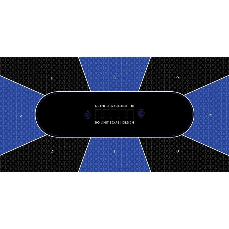 Poker-Teppich "TEXAS HOLDEM BLAU" - rechteckig - 3 Größen - 8/10 Spieler - Neopren-Jersey