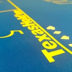 Tapis de poker "CLASSIC BLUE" - ovale - 180 x 90 cm - jersey / néoprène