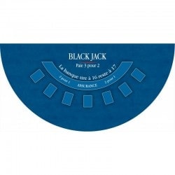 Tapete de "BLACK JACK" verde - 140 x 70 cm - jersey de neoprene - Meia lua