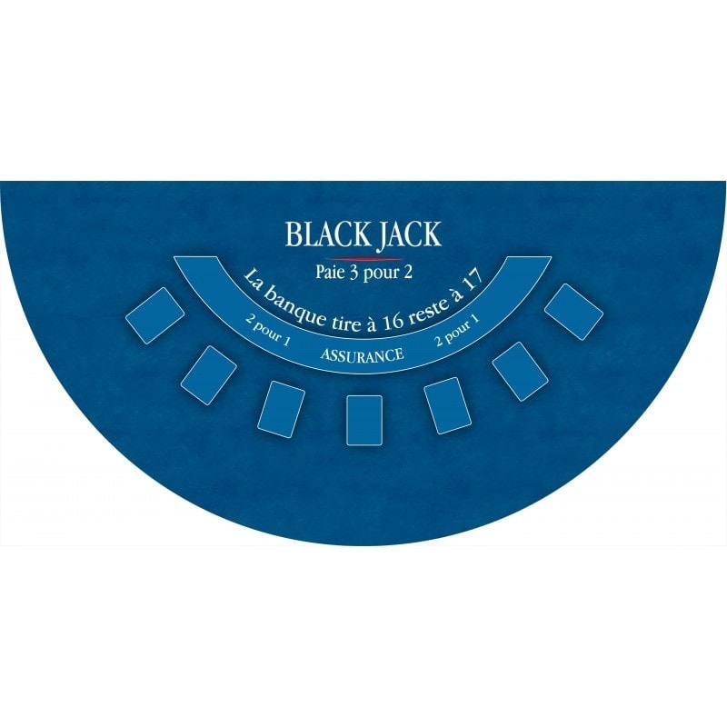 Tapis de "BLACK JACK" vert - 140 x 70 cm - jersey néoprène - Demi-lune