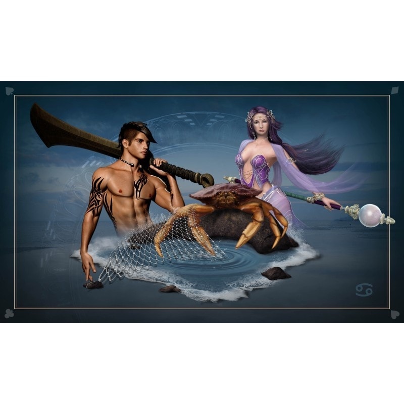 Tapete de cartomancia "ASTROLOGIA CÂNCER" - jersey de neoprene - retangular - 100 x 60 cm