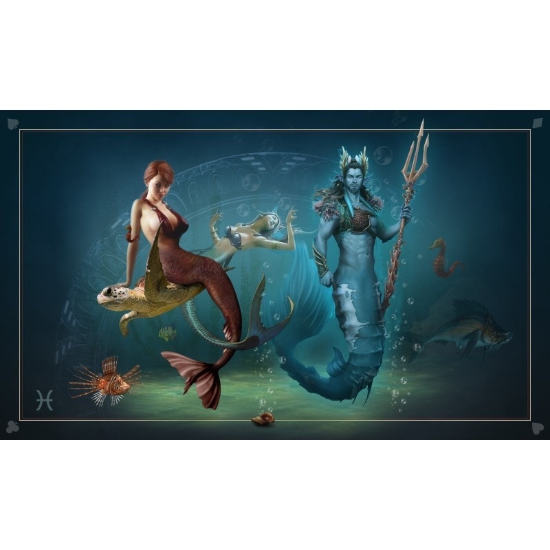 Kartenlegenmatte "ASTROLOGIE FISCHE" - Neopren-Jersey - Rechteckig - 100 x 60 cm