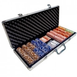 "TWISTER" CASH GAME Edition - 500-piece poker chip set with clay composite 14 g chips and accessories.