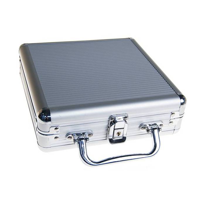 Mallette de rangement pour 100 jetons de poker – imitation aluminium - Fond Plastique