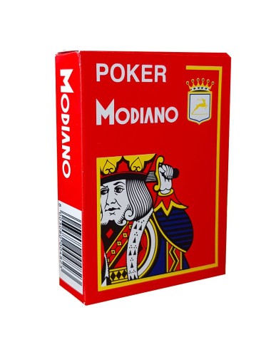 Modiano "CRISTALLO RED" - En spelkortsuppsättning med 55 kort tillverkade av 100% plast - i pokersstorlek - med 4 stora index.