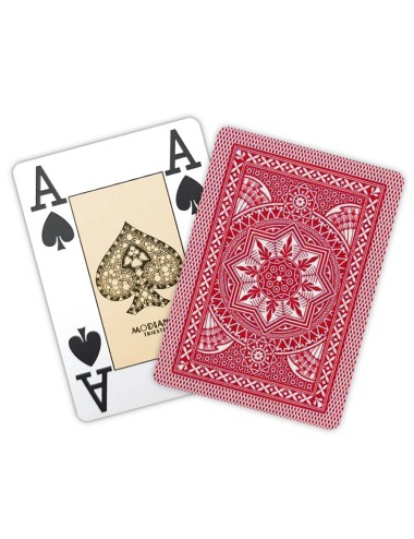 Modiano "CRISTALLO RED" - 55 Spielkarten aus 100% Kunststoff - Pokergroßformat - 4 großformatige Indizes.