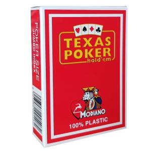 Modiano "TEXAS POKER HOLD EM MARRON" - Jeu de 55 cartes 100% plastique – format poker - 2 index jumbo