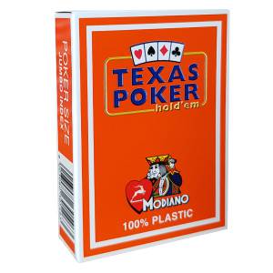 Modiano "TEXAS POKER HOLD EM MARRON" - Jeu de 55 cartes 100% plastique – format poker - 2 index jumbo