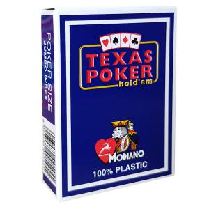 Modiano "TEXAS POKER HOLD EM BROWN" - Gra karciana 55 kart 100% plastikowe - standardowy rozmiar do pokera - 2 duże indeksy.