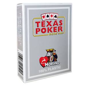 Modiano "TEXAS POKER HOLD EM MARRON" - Jeu de 55 cartes 100% plastique – format poker - 2 index jumbo