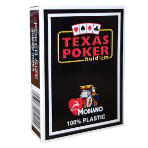 Modiano "TEXAS POKER HOLD EM BLACK" - Gra z 55 kartami z 100% plastiku - format poker - 2 duże indeksy