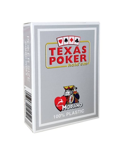 Modiano "TEXAS POKER HOLD EM GRIS" - Jeu de 55 cartes 100% plastique – format poker - 2 index jumbo
