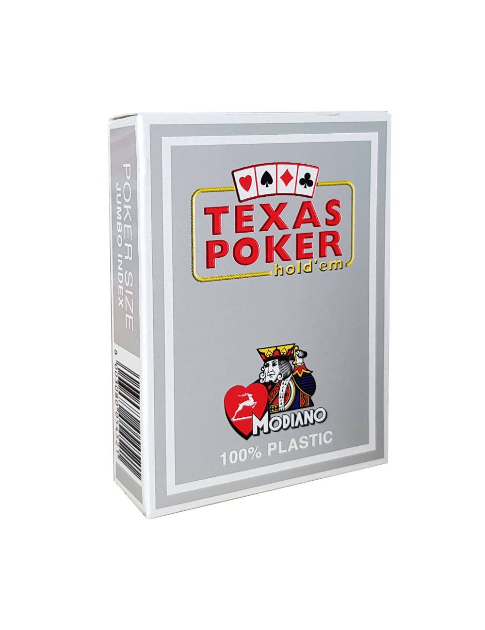 Modiano "TEXAS POKER HOLD EM GRIS" - Jeu de 55 cartes 100% plastique – format poker - 2 index jumbo