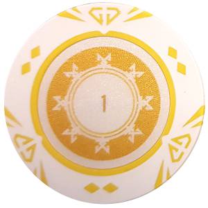 Poker chip "SUNSHINE VALUE 100" - 14g - made of clay composite with metal insert - for sale individually.