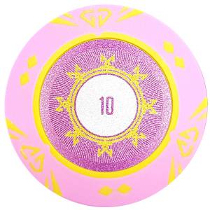 Poker chip "SUNSHINE VALUE 100" - 14g - made of clay composite with metal insert - for sale individually.