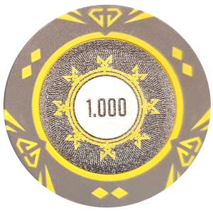 Pokerchip "SUNSHINE VÄRDE 100" - 14g - i lerkomposit med metallinlägg - tillgänglig för inköp styckvis