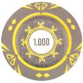 Pokermarkör "SUNSHINE VÄRDE 100" - 14g - i lergods komposit med metallinlägg - till salu per styck