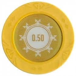 Poker chip "SUNSHINE VALUE 100" - 14g - made of clay composite with metal insert - for sale individually.