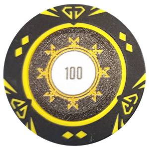 "Poker chip "SUNSHINE VALUE 1000" - 14g - made of clay composite with metal insert - sold individually."