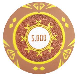 Ficha de poker "SUNSHINE VALOR 1000" - 14g - em compósito de argila com inserção de metal - à venda individualmente