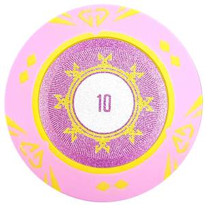 Pokerchip "SUNSHINE VÄRDE 10000" - 14g - i lera komposit med metallinlägg - säljs styckvis