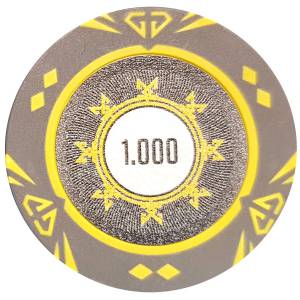 Gettone da poker "VALORE SUNSHINE 10000" - 14g - in composito di argilla con inserto in metallo - in vendita singolarmente