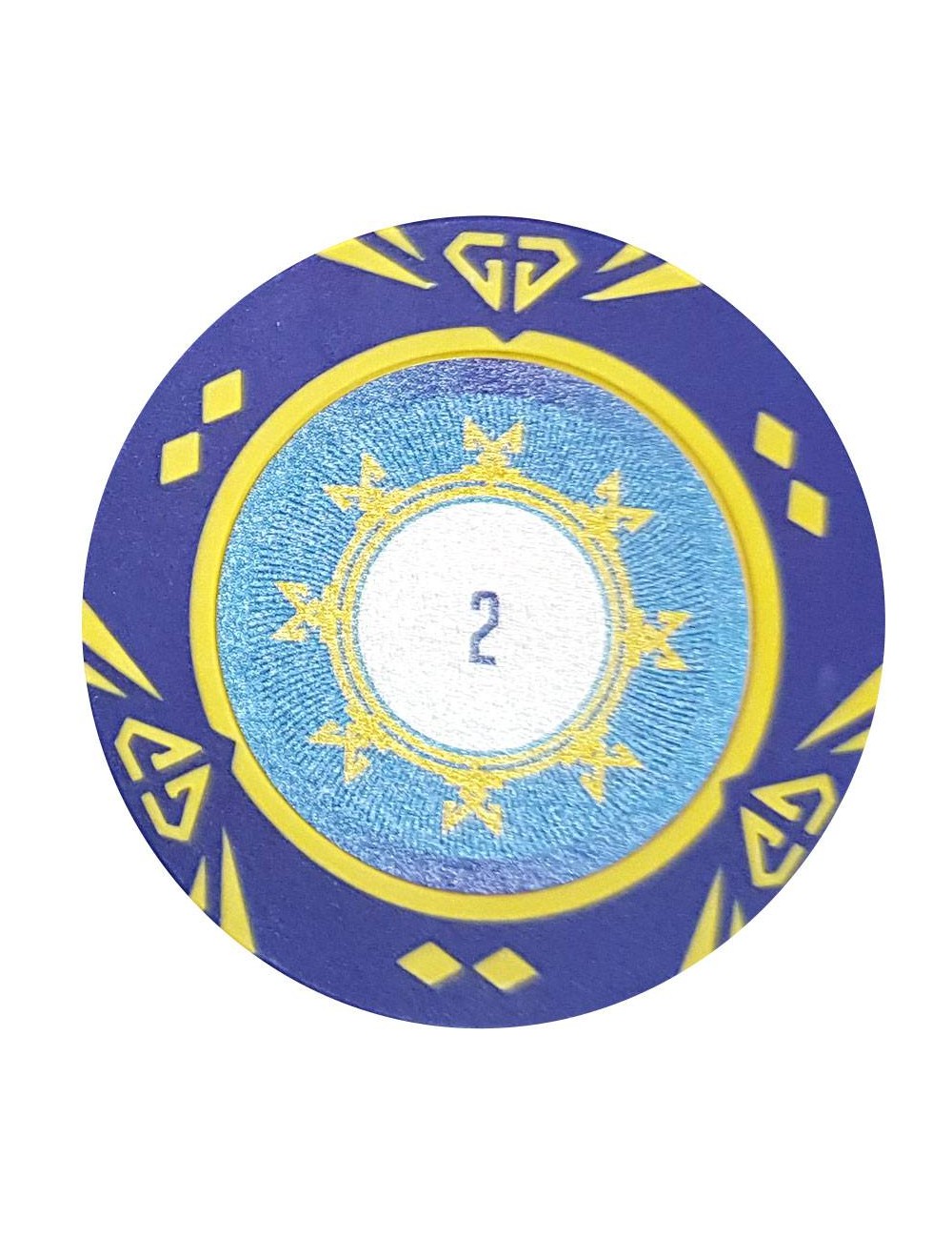 Pokerchip "SUNSHINE WERT 2" - 14g - aus Clay Composite mit Metalleinsatz - einzeln erhältlich