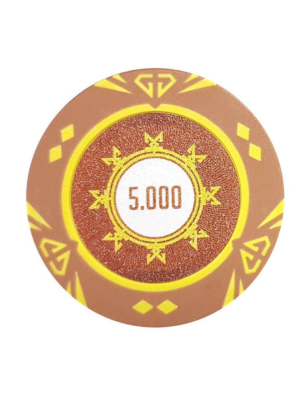 Ficha de poker "SUNSHINE VALOR 5000" - 14g - em compósito de argila com inserção de metal - à venda individualmente.