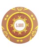 Pokerfiche "ZONNESCHIJN WAARDE 5000" - 14g - van kleicomposiet met metalen inleg - te koop per stuk.