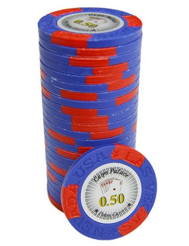 Ficha de póker "LAS VEGAS 0.50" - de composite de arcilla con inserto de metal - 14g - disponible para la venta de manera indivi