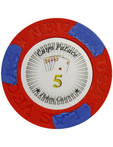 Ficha de póquer "LAS VEGAS 5" - em compósito de argila com inserção de metal - 14g - à venda individualmente