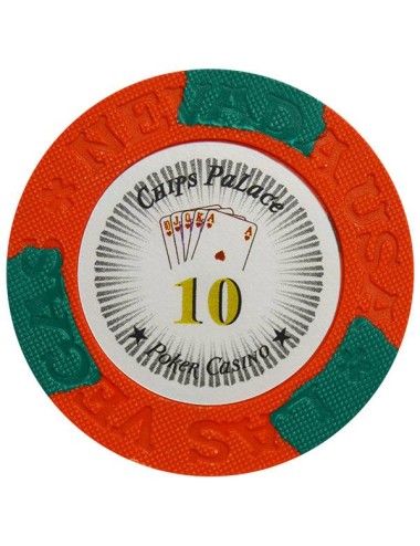 Poker chip "LAS VEGAS 10" - made of clay composite with a metal insert - 14g - sold individually.
