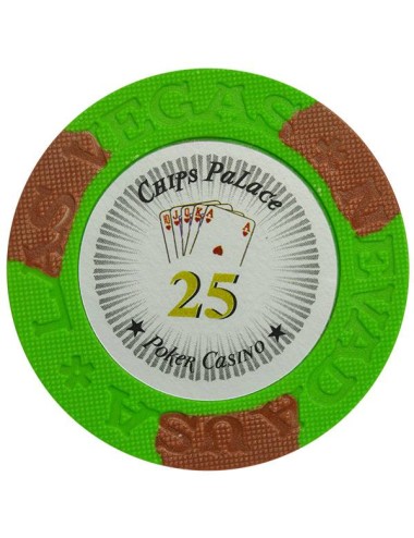 Ficha de pôquer "LAS VEGAS 25" - em composto de argila com inserção de metal - 14g - à venda por unidade.