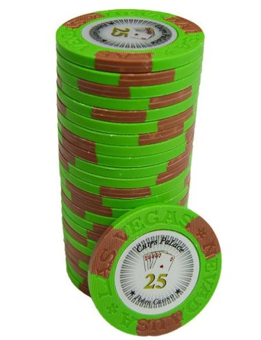 Ficha de póker "LAS VEGAS 25" - de arcilla compuesta con inserción metálica - 14g - a la venta por unidad