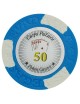 Poker chip "LAS VEGAS 50" - made of clay composite with metal insert - 14g - for sale individually.