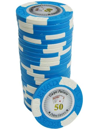 Ficha de pôquer "LAS VEGAS 50" - em compósito de argila com inserção de metal - 14g - à venda individualmente.
