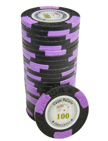 Ficha de pôquer "LAS VEGAS 100" - em compósito de argila com inserção de metal - 14g - à venda individualmente