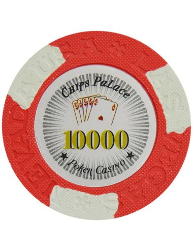 Ficha de poker "LAS VEGAS 10000" - em composto de argila com inserção de metal - 14g - à venda unitariamente.